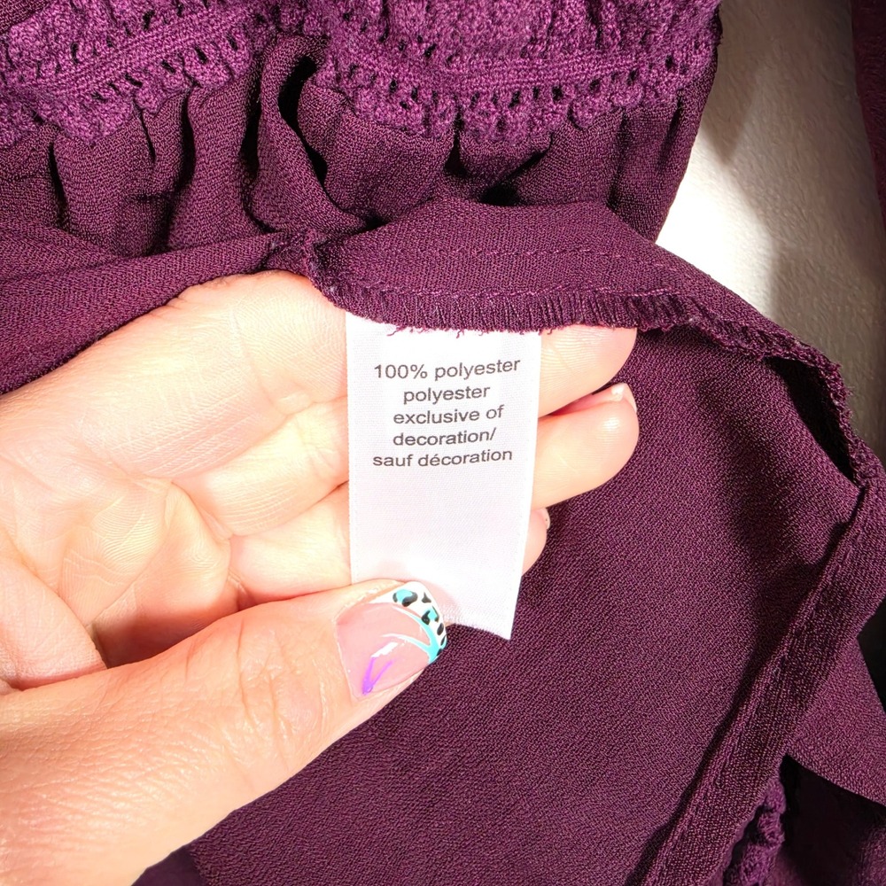 Maurices Cardigan Women's L Purple Open Front Tassel Tie Boho Kimono Top Blouse - Picture 6 of 16
